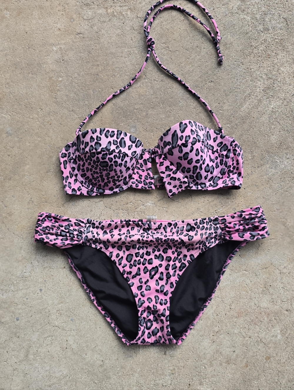 VTG Y2k Victoria’s Secret Bikini Set Pink Leopard Swimsuit Large